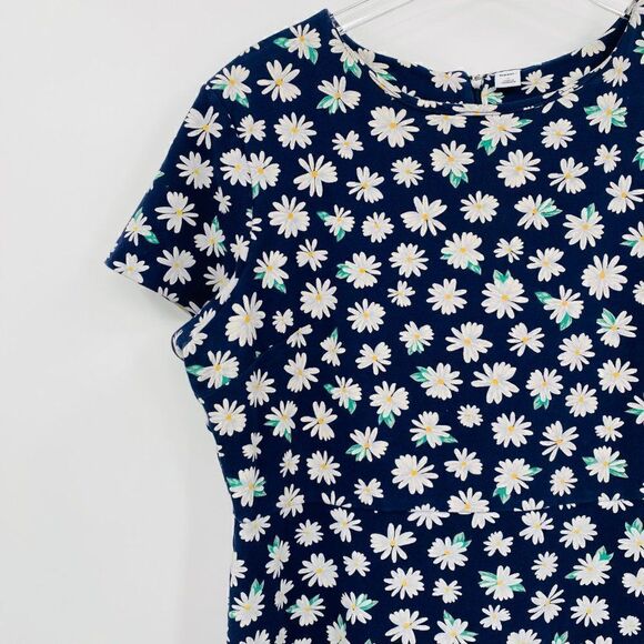 Old Navy Size XL Navy Blue Daisy Floral Print Short Sleeve Stretch Knit Dress - Picture 4 of 9